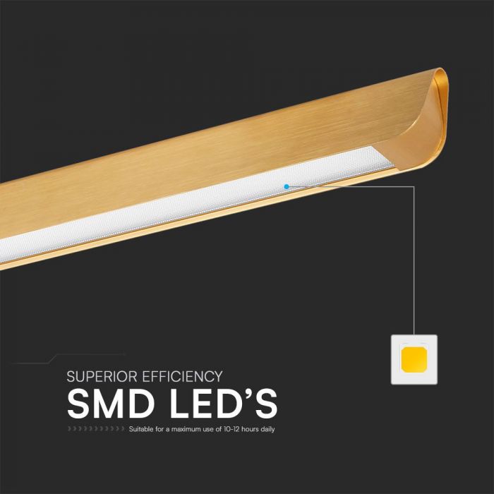 36W(2880Lm) LED linjär armatur, V-TAC SAMSUNG, IP20, guld, 3IN1, LIFUD strömförsörjning