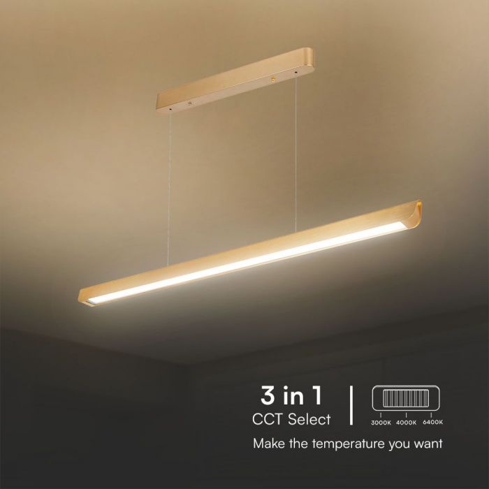 36W(2880Lm) LED linjär armatur, V-TAC SAMSUNG, IP20, guld, 3IN1, LIFUD strömförsörjning