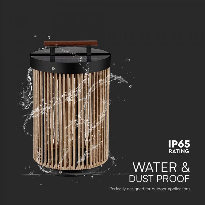 2.4W LED solārais dārza gaismeklis, V-TAC, IP65,  3.7V 2600mAh (Li(NiCoMn)O2), silti balta gaisma 3000K