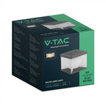 3W LED fasādes solārais gaismeklis ar tālvadības pulti,  205x205x190mm, V-TAC, IP65, melns/balts, silti balta gaisma 3000K