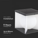 3W LED päikesevalgusti kaugjuhtimispuldiga, 205x205x190mm, V-TAC, IP65, must/valge, soe valge valgus 3000K