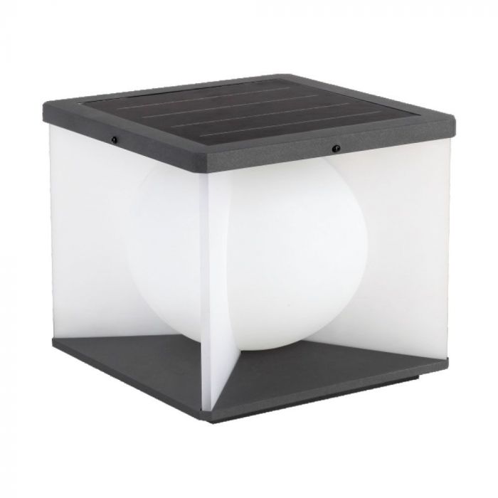 8W LED Surface Mounted Solar Garden Light with Remote Control, 30.5cm, V-TAC, IP65, Black, Warm White 3000K