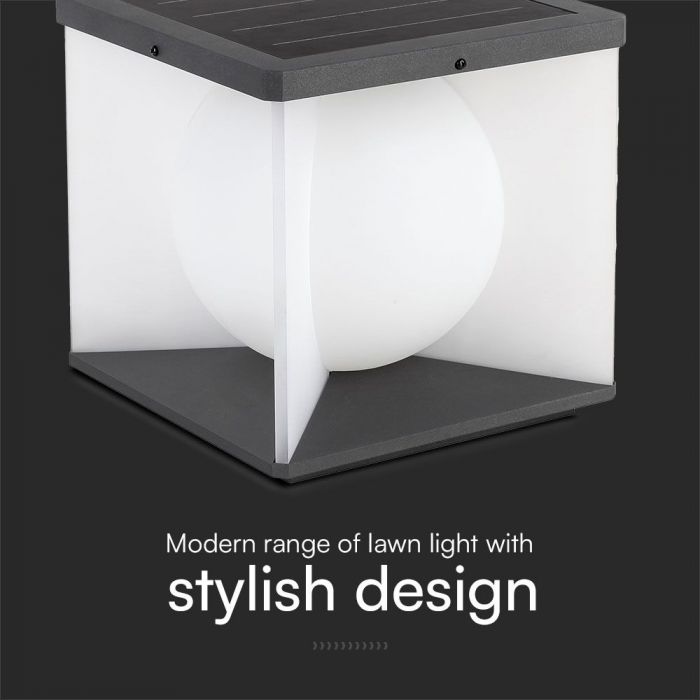 8W LED Surface Mounted Solar Garden Light with Remote Control, 30.5cm, V-TAC, IP65, Black, Warm White 3000K