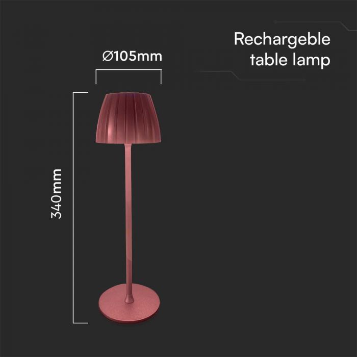 2.7W(110Lm) LED table lamp with touch control, V-TAC, IP20, brown, dimmable, 3IN1