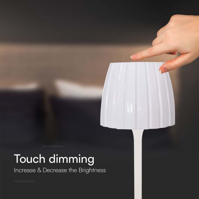 2.7W(110Lm) LED galda lampa ar skārienvadību, V-TAC, IP20, balta, dimmējama, 3IN1