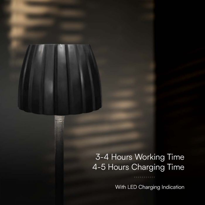2.7W(110Lm) LED galda lampa ar skārienvadību, V-TAC, IP20, melna, dimmējama, 3IN1