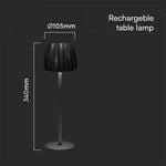 2.7W(110Lm) LED galda lampa ar skārienvadību, V-TAC, IP20, melna, dimmējama, 3IN1