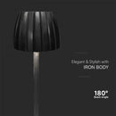 2.7W(110Lm) LED galda lampa ar skārienvadību, V-TAC, IP20, melna, dimmējama, 3IN1