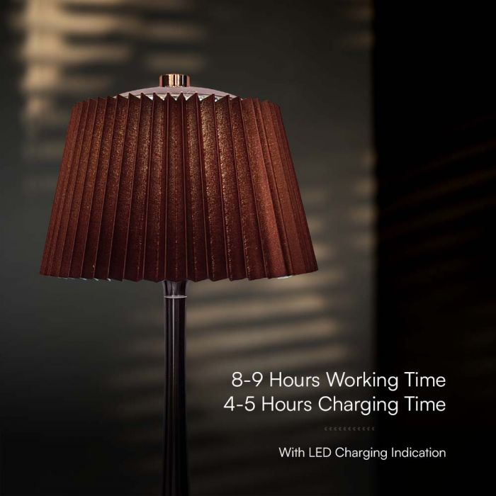 .5W(40Lm) LED galda lampa ar skārienvadību, V-TAC, IP20, brūna/hroma, dimmējama, 3IN1