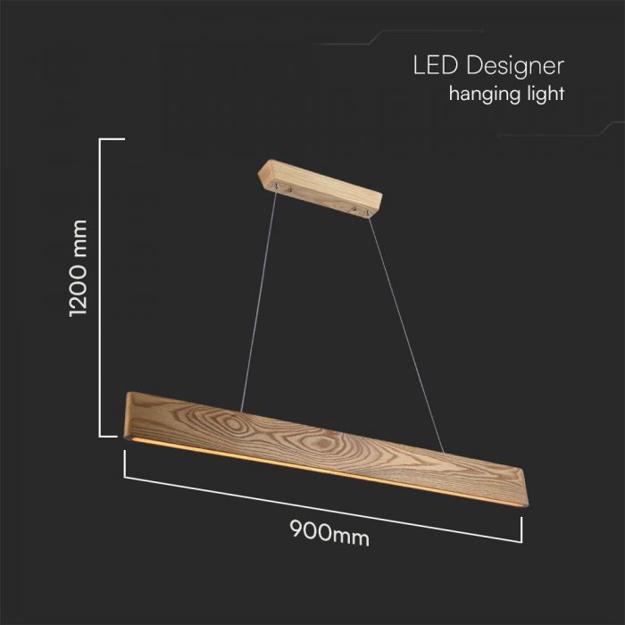 Линейный светодиодный светильник 24W(1250Lm), V-TAC, IP20, 900x1200 мм, теплый белый свет 3000K