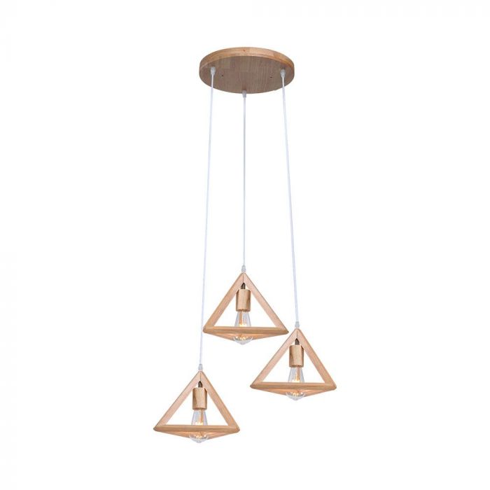 MAX 3x40W Geometrisk glödlampa, 260x260x1200mm, trä, 3xE27, V-TAC