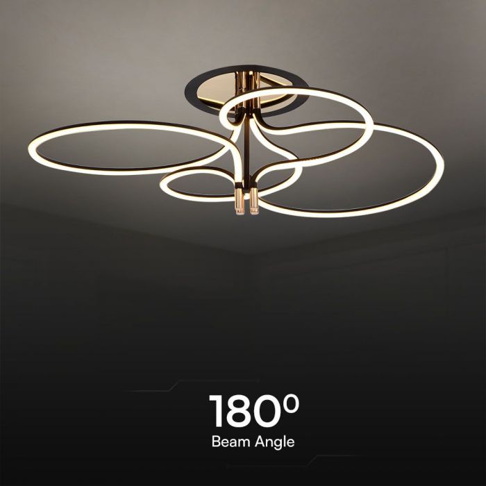 36W(4150Lm) LED dizaina gaismeklis, V-TAC, IP20, melns/zelta, 840x600x290mm, silti balta gaisma 3000K