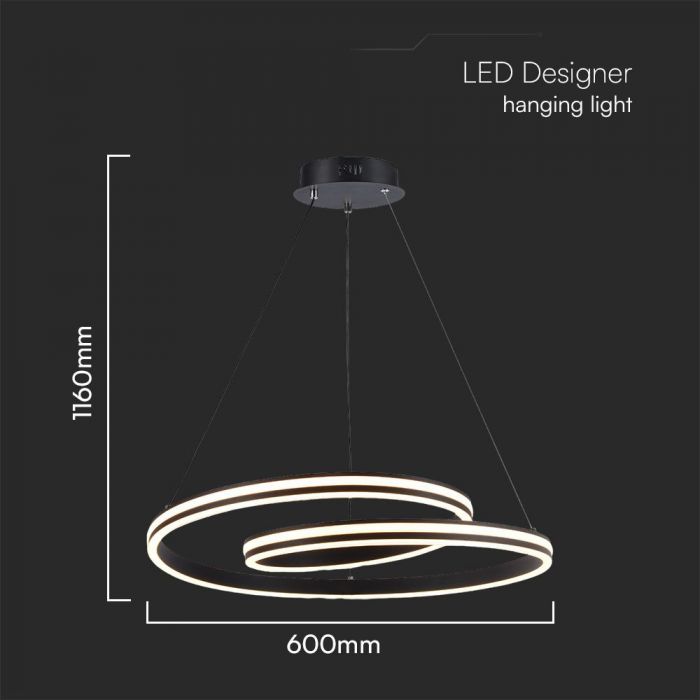 40W(4800Lm) LED pendant luminaire, V-TAC, IP20, 600x1160mm, 3IN1