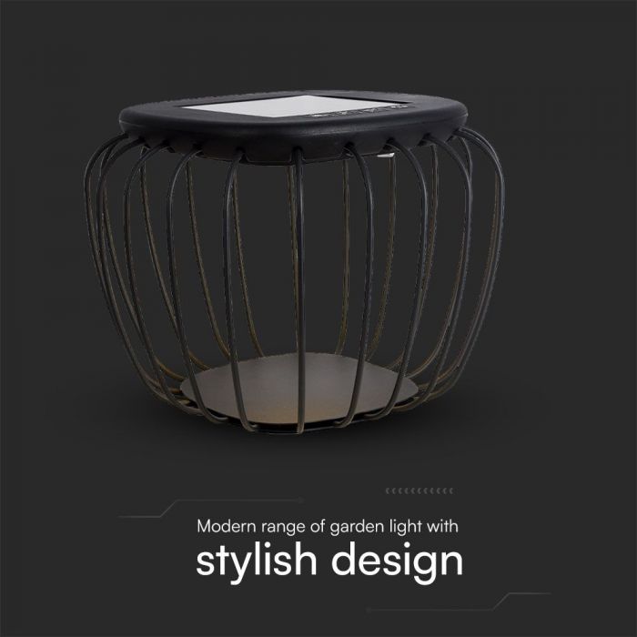 120Lm LED bordslampa med solcellslampa, V-TAC, IP44, svart, 3000K+6000K