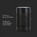 0.5W(21Lm) LED solārā galda lampa, V-TAC, IP20, melna, silti balta gaisma 3000K