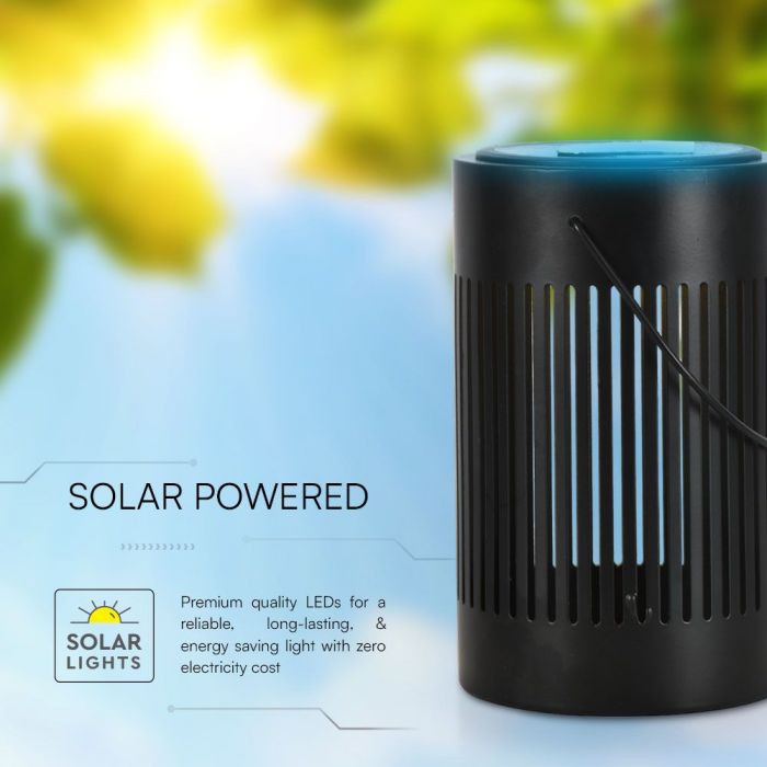 0.5W(21Lm) LED päikesepaneeliga laualamp, V-TAC, IP20, must, soe valge valgus 3000K