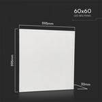 25W (4500Lm) LED-paneel 600x600mm, V-TAC, IP20, neutraalne valge valgus 4000K, tarnitakse koos toiteplokiga.