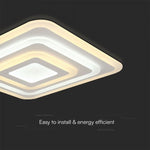 77W(6700Lm) LED-designarmatur med fjärrkontroll, V-TAC, IP20, vit, 495x495x55mm, dimbar, 3IN1
