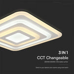 77W(6700Lm) LED-designarmatur med fjärrkontroll, V-TAC, IP20, vit, 495x495x55mm, dimbar, 3IN1