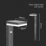 5,5W (220Lm) LED vertikal solcellsarmatur för trädgård med PIR-sensor, V-TAC, IP54, svart, varmvitt ljus 3000K