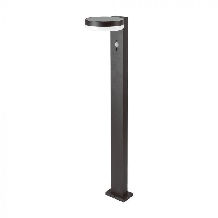 5,5W (220Lm) LED vertikal solcellsarmatur för trädgård med PIR-sensor, V-TAC, IP54, svart, varmvitt ljus 3000K