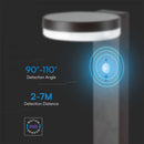 5.5W(220Lm) LED вертикальный солнечный садовый светильник с PIR датчиком, V-TAC, IP54, черный, теплый белый свет 3000K