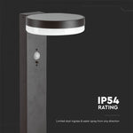 5,5W (220Lm) LED vertikal solcellsarmatur för trädgård med PIR-sensor, V-TAC, IP54, svart, varmvitt ljus 3000K