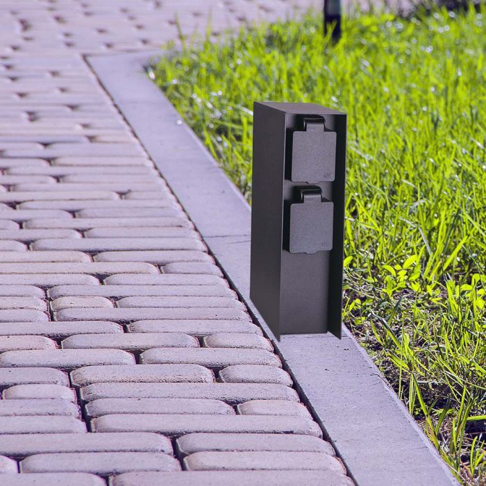 V-TAC nerūsējošā tērauda sadalītājs, IP44, 2x16A, melns