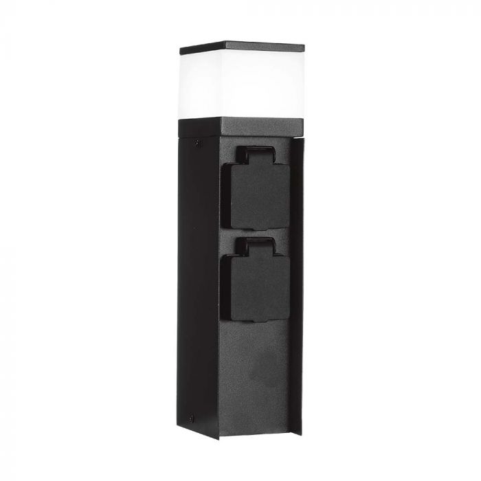 V-TAC G9 Āra bollarda lampa ar 2 kontaktligzdām IP44 16A Max 3600W melns