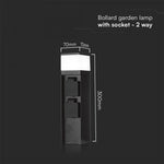 V-TAC G9 Āra bollarda lampa ar 2 kontaktligzdām IP44 16A Max 3600W melns