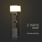 V-TAC G9 Āra bollarda lampa ar 2 kontaktligzdām IP44 16A Max 3600W melns