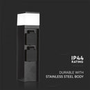 V-TAC G9 Āra bollarda lampa ar 2 kontaktligzdām IP44 16A Max 3600W melns