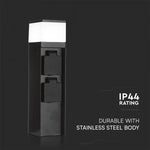 V-TAC G9 Āra bollarda lampa ar 2 kontaktligzdām IP44 16A Max 3600W melns