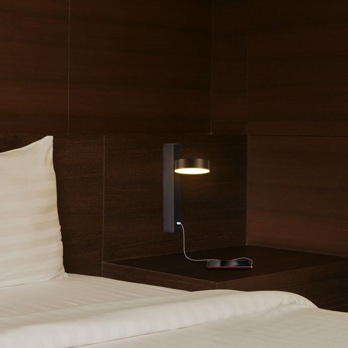 Настенный светодиодный светильник 8W(900Lm), V-TAC, IP20, черный, теплый белый свет 3000K