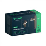 8W(900Lm) LED sienas gaismeklis, V-TAC, IP20, melns, silti balta gaisma 3000K