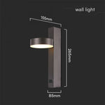 8W(900Lm) LED sienas gaismeklis, V-TAC, IP20, melns, silti balta gaisma 3000K