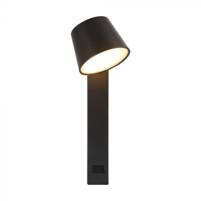 8W(900Lm) LED-väggarmatur, V-TAC, IP20, svart, varmvitt ljus 3000K