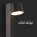 8W(900Lm) LED-väggarmatur, V-TAC, IP20, svart, varmvitt ljus 3000K