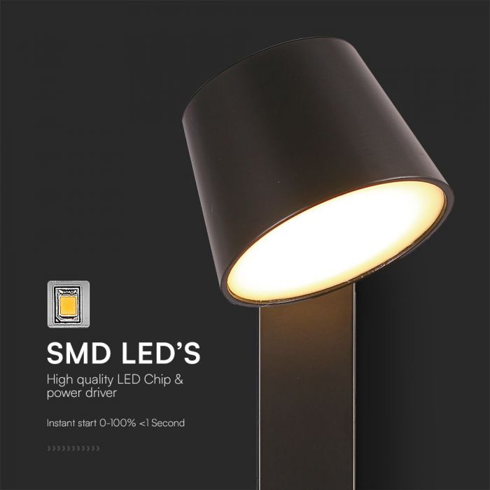 8W(900Lm) LED-väggarmatur, V-TAC, IP20, svart, varmvitt ljus 3000K