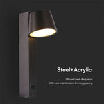 8W(900Lm) LED-väggarmatur, V-TAC, IP20, svart, varmvitt ljus 3000K