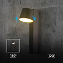 8W(900Lm) LED-väggarmatur, V-TAC, IP20, svart, varmvitt ljus 3000K