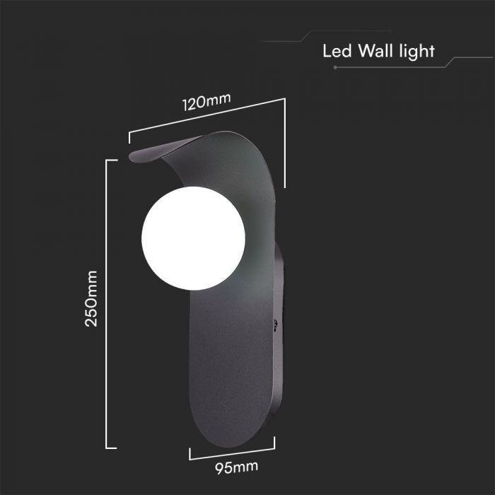 Max 5W G9 LED iekštelpu sienas gaismeklis, V-TAC, IP20, melns, tērauds+stikls