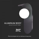 Max 5W G9 LED esi- ja seinavalgusti, V-TAC, IP20, must, teras+klaas