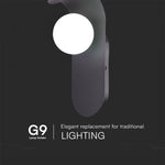Max 5W G9 LED iekštelpu sienas gaismeklis, V-TAC, IP20, melns, tērauds+stikls