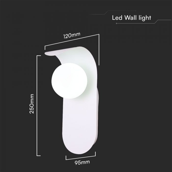 Max 5W G9 LED front and wall luminaire, V-TAC, IP20, white, steel+glass