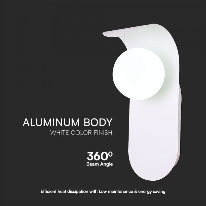 Max 5W G9 LED front and wall luminaire, V-TAC, IP20, white, steel+glass