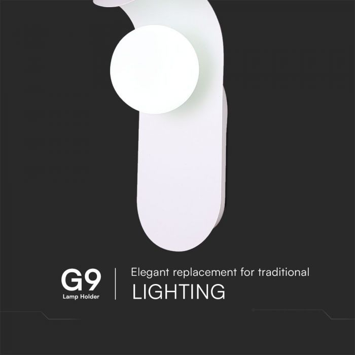 Max 5W G9 LED front and wall luminaire, V-TAC, IP20, white, steel+glass