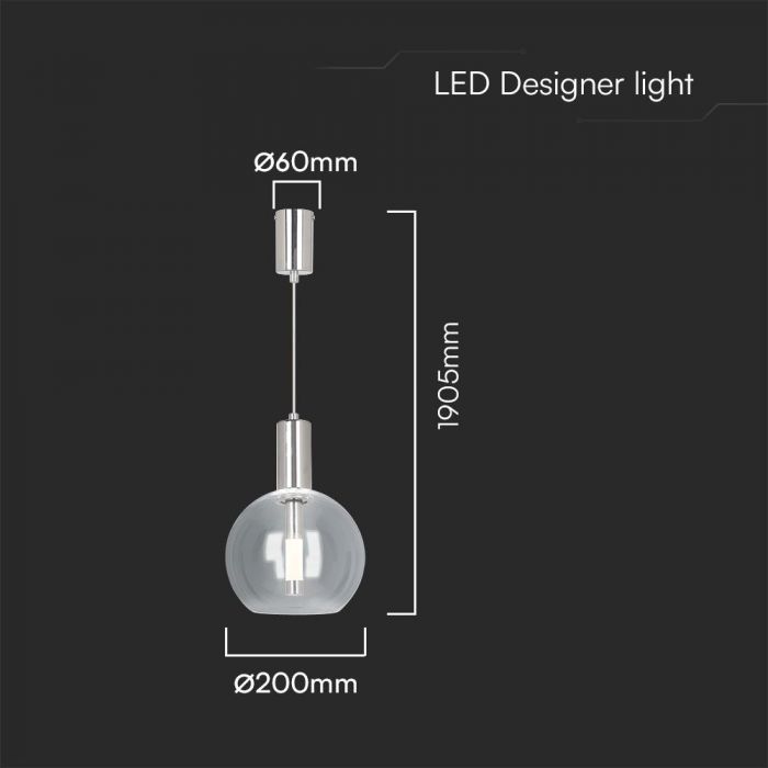 5W(450Lm) LED griestu lustra, V-TAC, IP20, stikla, silti balta gaisma 3000K