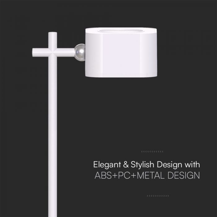 3W(300Lm) 5V LED galda lampa ar USB C tipa lādētāju, V-TAC, IP20, balta, dimmējama, 3IN1
