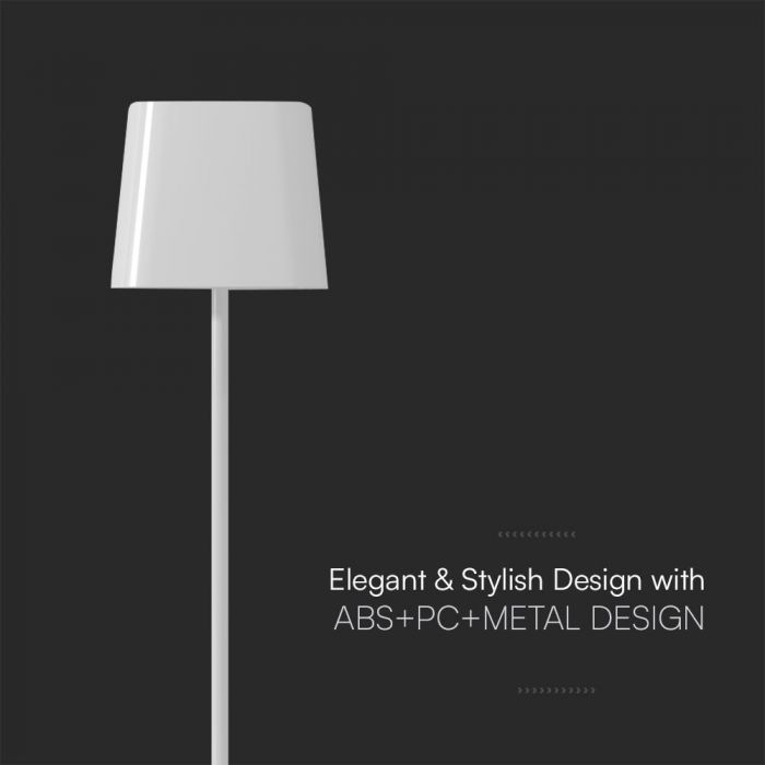 5W(400Lm) 5V LED skrivbordslampa med USB Type-C laddare, V-TAC, IP20, vit, dimbar, 3IN1